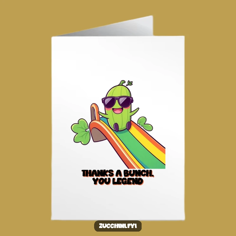 Free Printable Thank You Card: Zucchini Slides in Gratitude, Hilarious Downloadable Gift