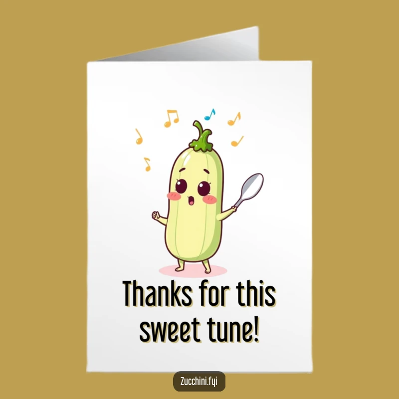 Free Printable Dancing Zucchini Thank You Card: Thanks a Musical Note - Downloadable Gift!