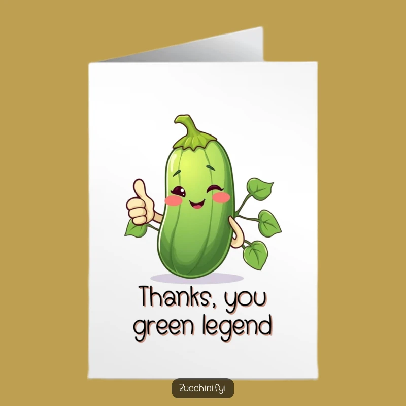 Free Printable Thank You Card: Zucchini Wink & Thumbs Up, Funny Downloadable Gift