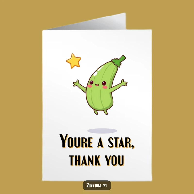 Free Printable Thank You Card: Zucchini Catches Gratitude Star, Hilarious Downloadable Gift
