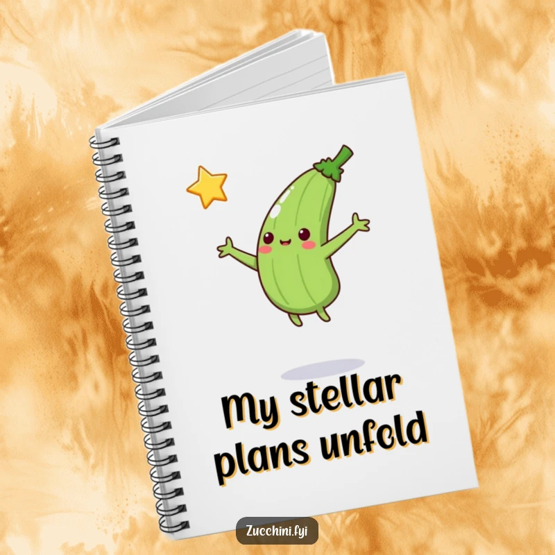 Funny Jumping Zucchini Notebook: A notebook featuring a jumping zucchini catching a falling star, inspiring humorous note-taking and dream-chasing.