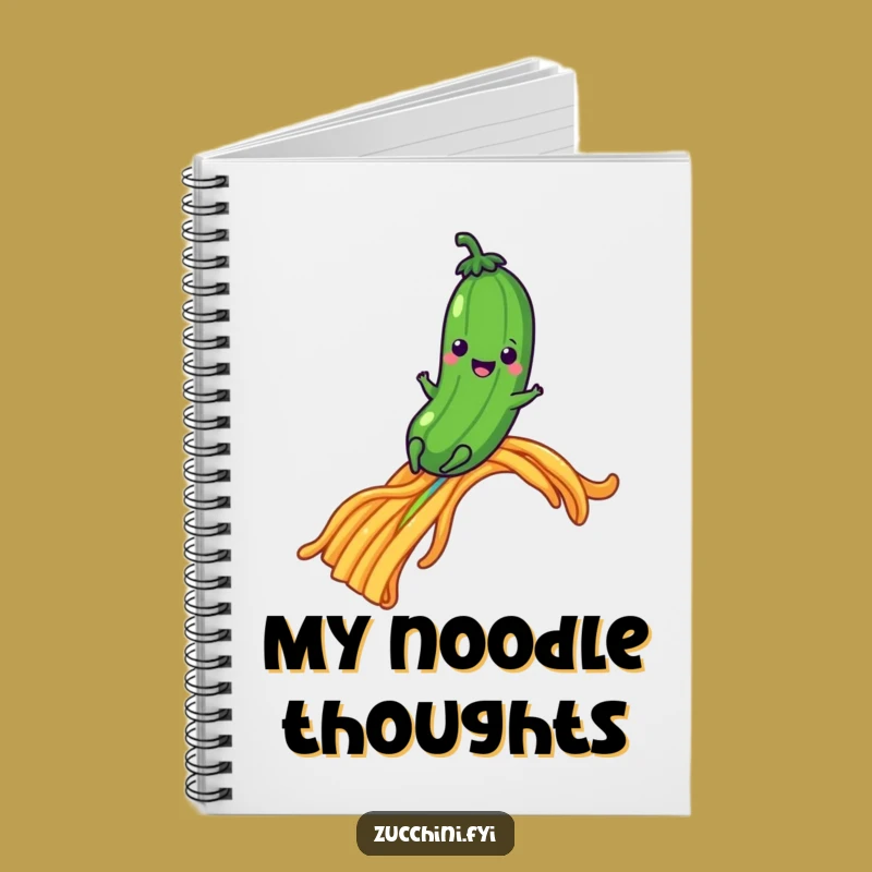 Funny Pasta Rainbow Zucchini Notebook - Whimsical Veggie Journal