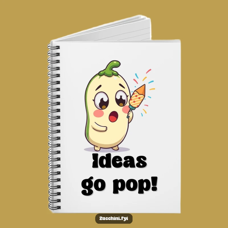 Funny Kawaii Zucchini Popper Notebook - Surprised Veggie Journal for Festive Ideas and Laughs