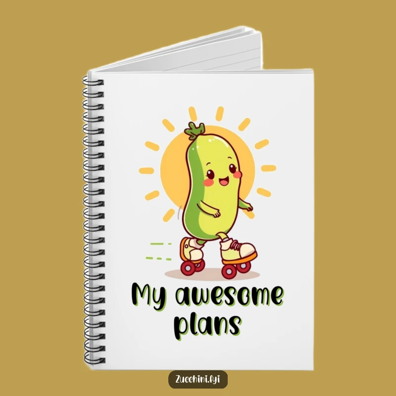 Funny Roller Zucchini Notebook - Write Fast with Veggie Skater Gift