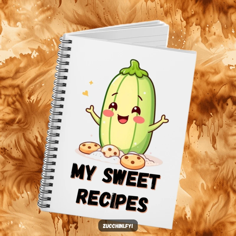Funny Notebook: A jubilant zucchini covered in flour, winking playfully, ready to capture your baking ideas and funny notes.