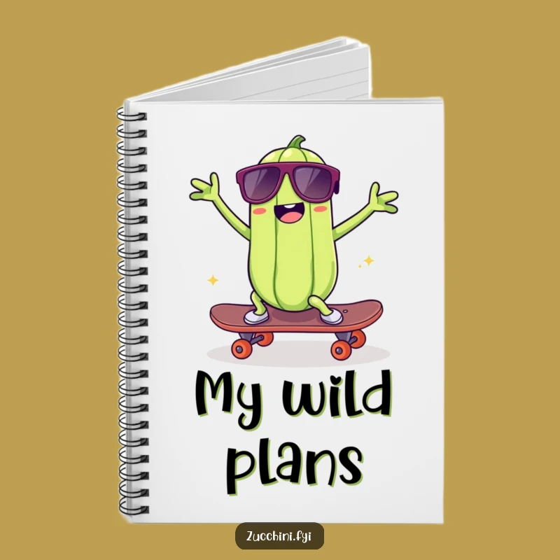 Funny Skater Zucchini Journal: Cool Veggie Notebook for Notes