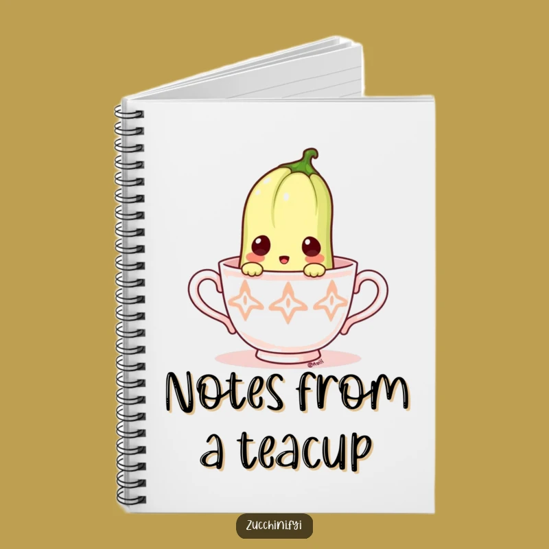 Funny Surprised Zucchini Teacup Notebook - Capture Thoughts with Whimsy!