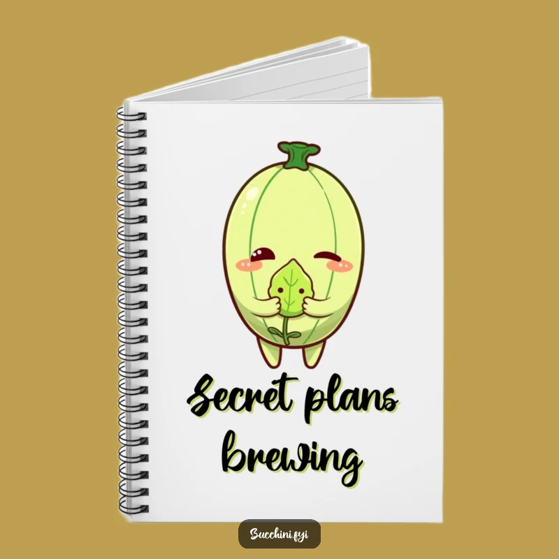 Funny Zucchini Wink Notebook - Cheeky Veggie & Leaf Journal, Fun Gift