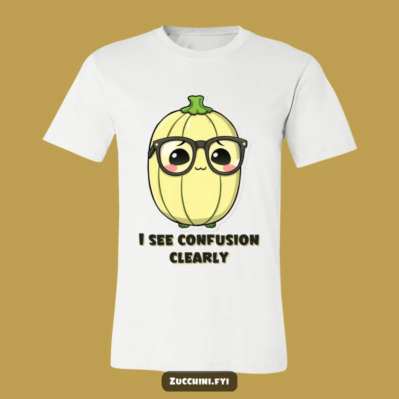 Funny Bewildered Zucchini T-Shirt: Oversized Glasses Veggie Tee, Comical Gift!