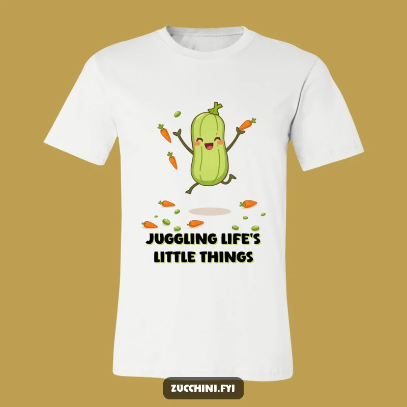 Funny Juggling Zucchini T-Shirt - Playful Veggie Humor Tee