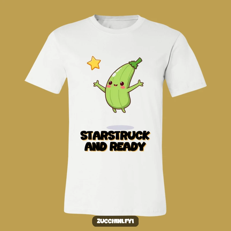 Funny Jumping Zucchini Star Catcher T-Shirt: Reach for the Stars!
