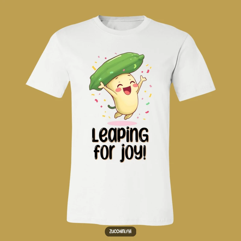 Funny Zucchini Celebration T-Shirt: Joyful Leap & Confetti Fun - Gift Tee