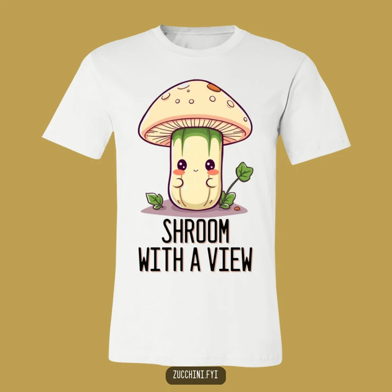 Funny Zucchini Mushroom Explorer T-Shirt: Curious Veggie Peeking Out Design
