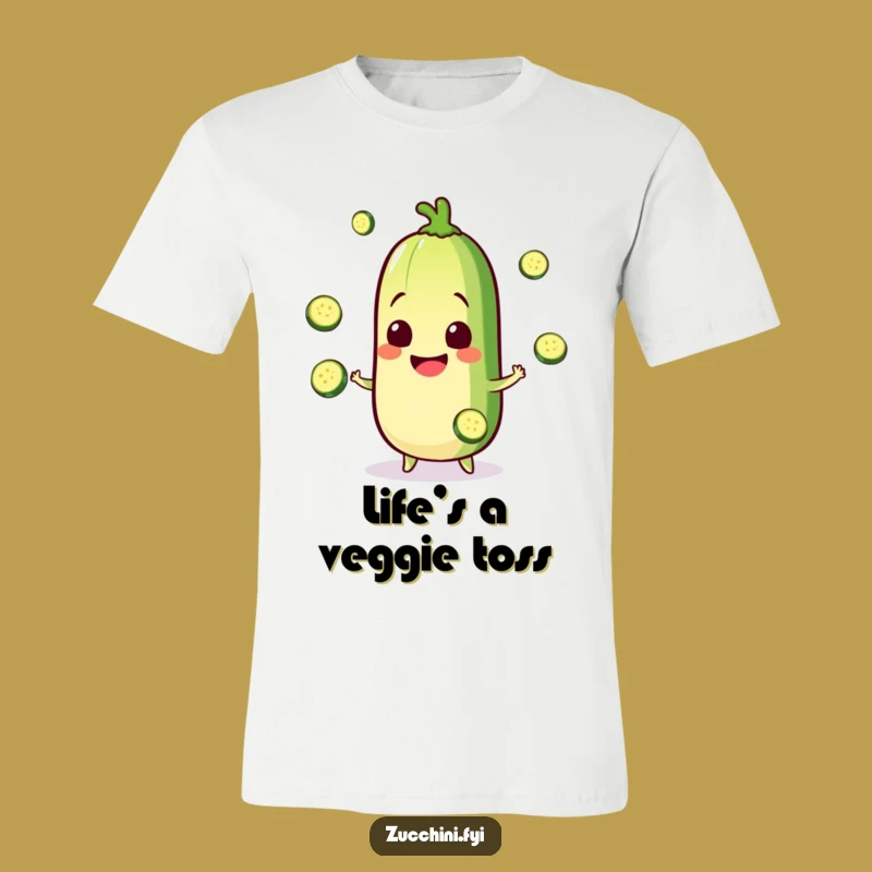 Funny Zucchini T-Shirt: Happy Juggling Veggie, Perfect Quirky Gift for Her