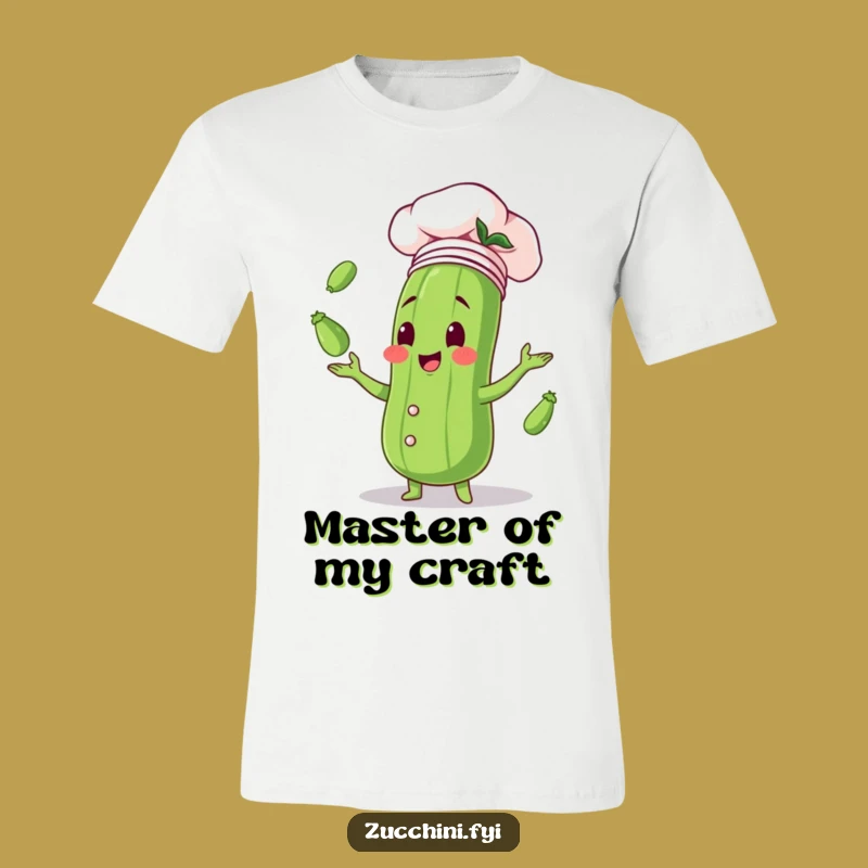 Funny Zucchini Chef Tee - Joyful Juggling Vegetable Character T-Shirt