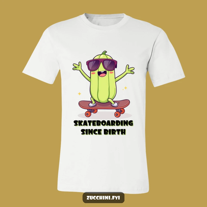 Funny Skater Zucchini Tee: Quirky Cool Shirt for Boarders