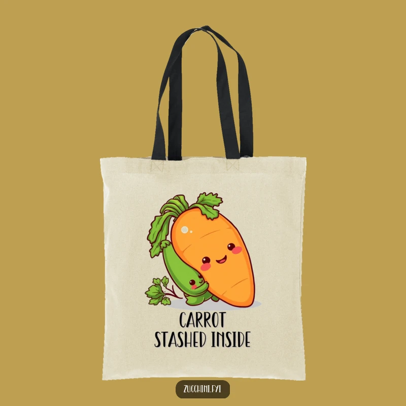 Funny Veggie Heist Tote Bag: Sneaky Zucchini & Carrot Accessory, Perfect Funny Gift