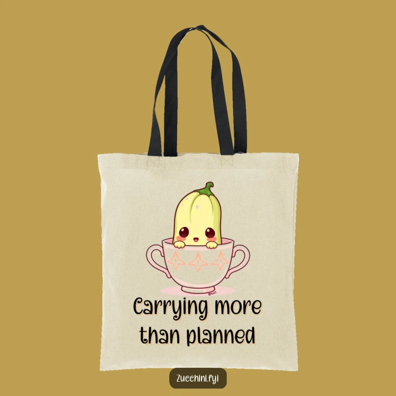 Funny Surprised Zucchini Teacup Tote Bag - Carry Your Curiosity!