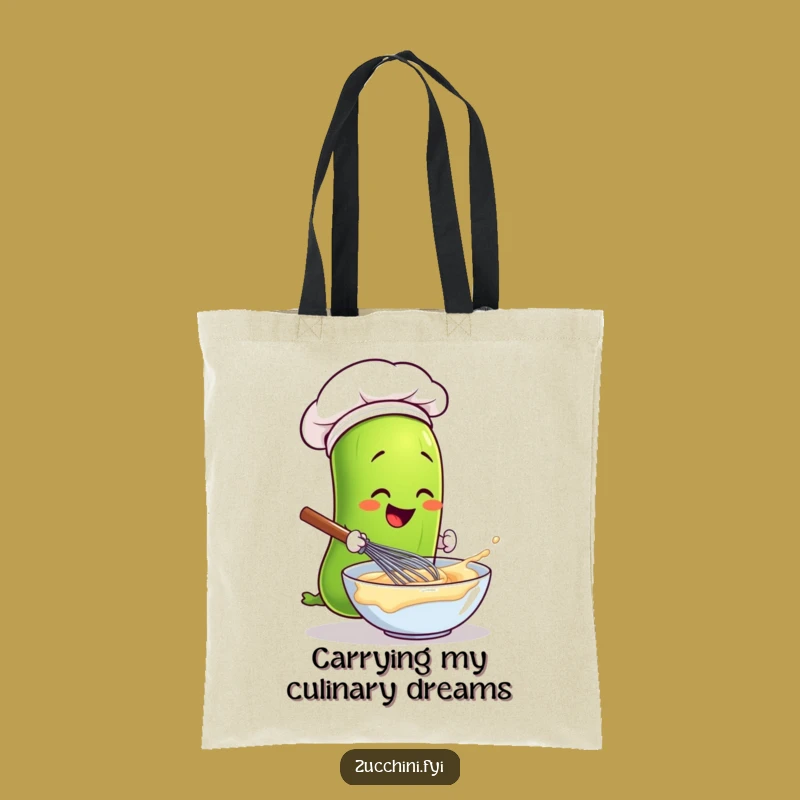 Funny Chef Zucchini Tote Bag - Hilarious Veggie Grocery Shopping Bag
