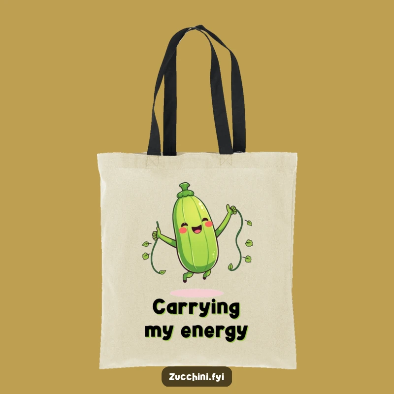 Funny Jumping Zucchini Tote Bag: Carry Your Energy and Fun