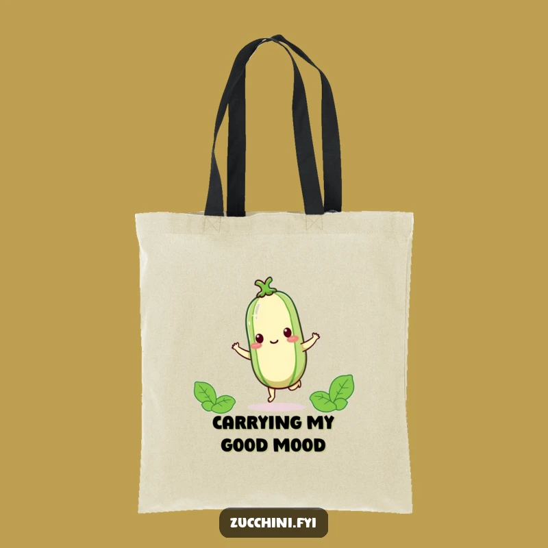 Funny Kawaii Zucchini Hop Tote Bag - Joyful Veggie Bag for Errands and Happy Moments
