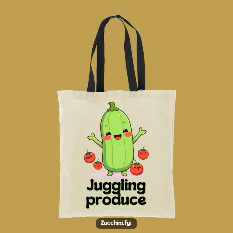 Funny Kawaii Zucchini Juggling Tote Bag: Cute & Practical Gift