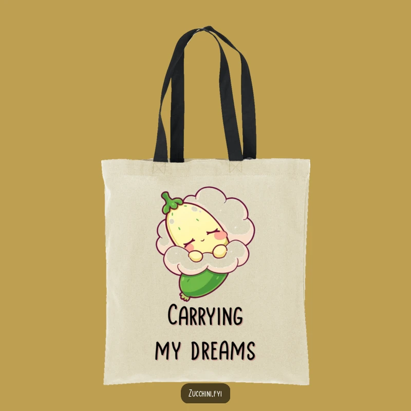 Funny Sleepy Zucchini Tote Bag: Carry Your Dreams Funny Gift