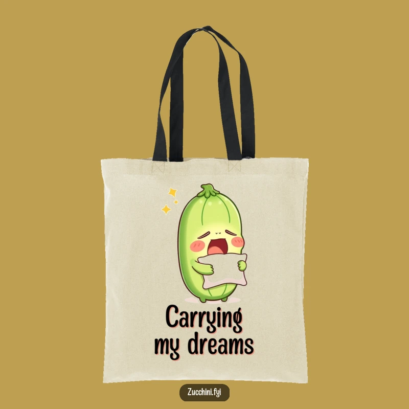 Funny Sleepy Zucchini Tote Bag - Charming Veggie Pillow Carrier
