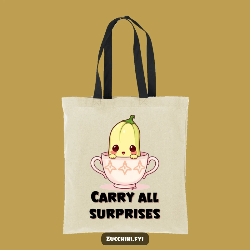 Funny Zucchini Tea Time Tote Bag: Hilarious Gift for Quirky Outings