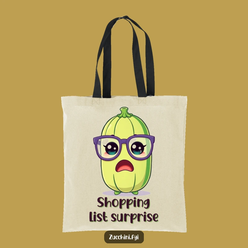 Funny Zucchini Tote Bag: Shocked Veggie with Silly Glasses, Perfect Gift