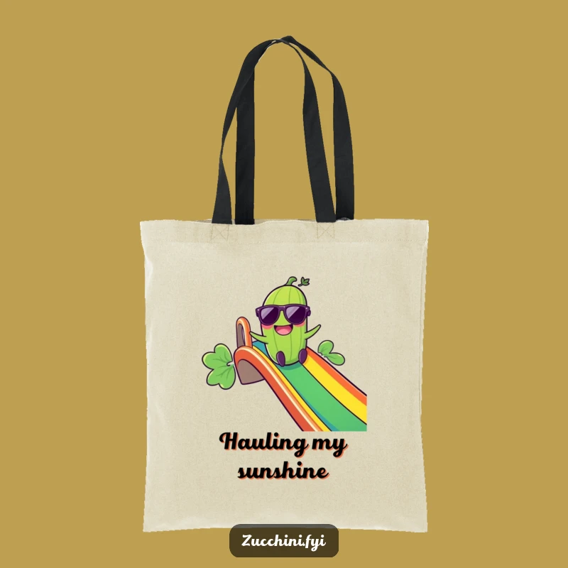 Funny Giggling Zucchini Rainbow Slide Tote Bag: Carry Your Happiness!