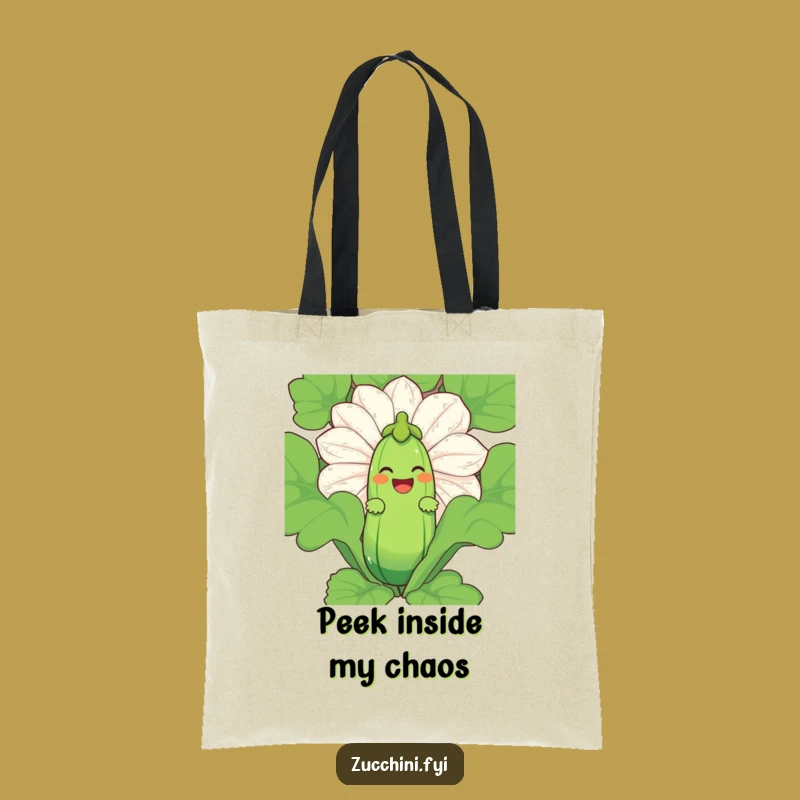 Funny Zucchini Laugh Tote Bag - Peekaboo Veggie Art, Stylish Shopping Gift
